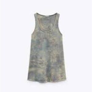 ZARA Green Tie Dye Scoop Neck Sleeveless Summer Mini Dress Womans Size medium